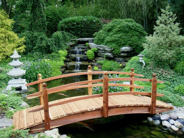 Cây cầu là điểm nhấn của thiết kế sân vườn này