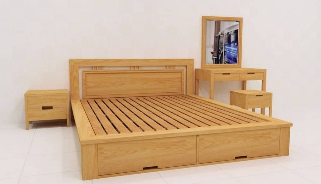 Giường gỗ thông đẹp
