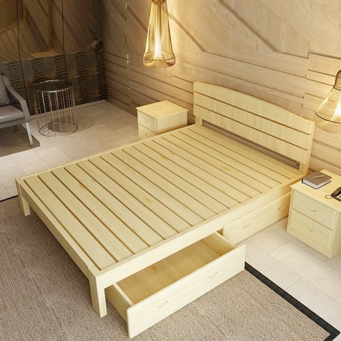 Giường gỗ thông đẹp