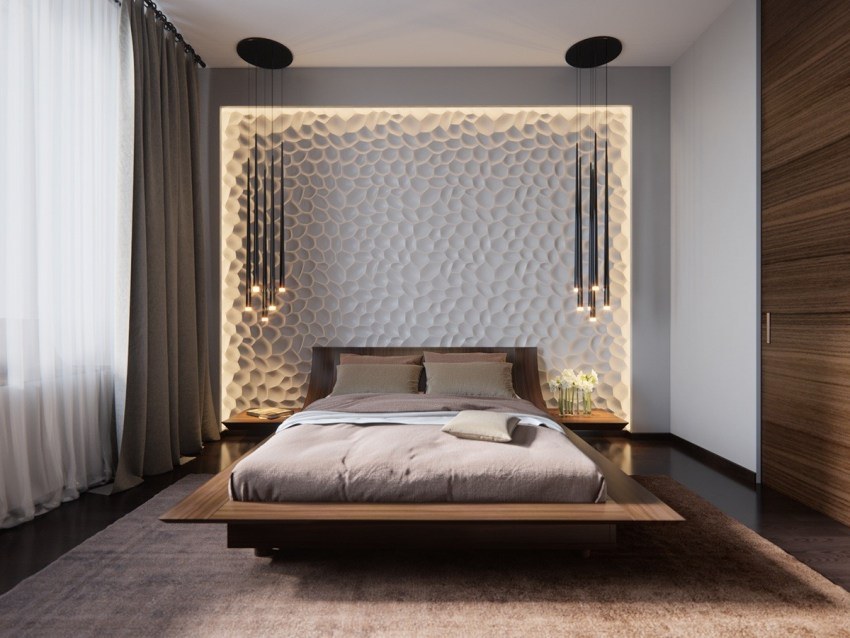 Phòng ngủ chính với thiết kế rèm che nắng khi không cần thiết