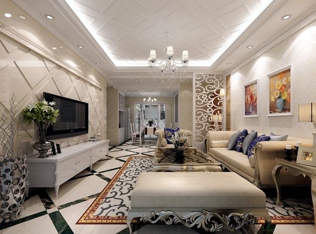 Kiến trúc sư đã thiết kế nội thất theo tinh thần Tân cổ điển để toát lên vẻ sang trọng và quý phái cho phòng khách