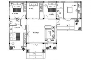 Mẫu nhà cấp 4 chữ l 3 phòng ngủ