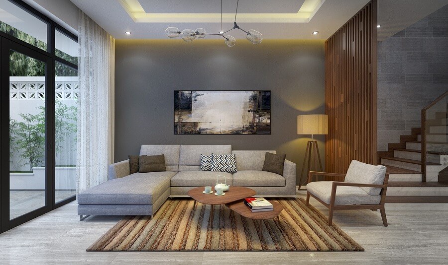 thiết kế nội thất phòng khách nhà ống phong cách hiện đại
