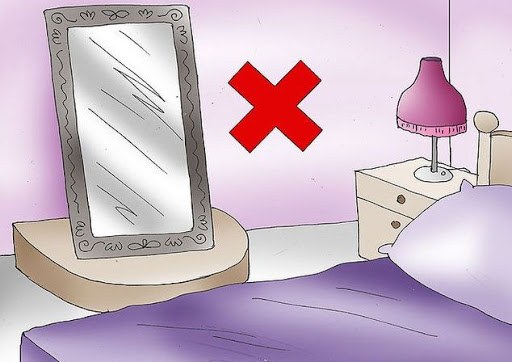 Không đặt gương đối diện giường ngủ