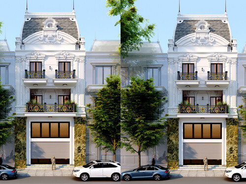 Mẫu nhà phố mặt tiền rộng 8m thiết kế 3 tầng đẹp