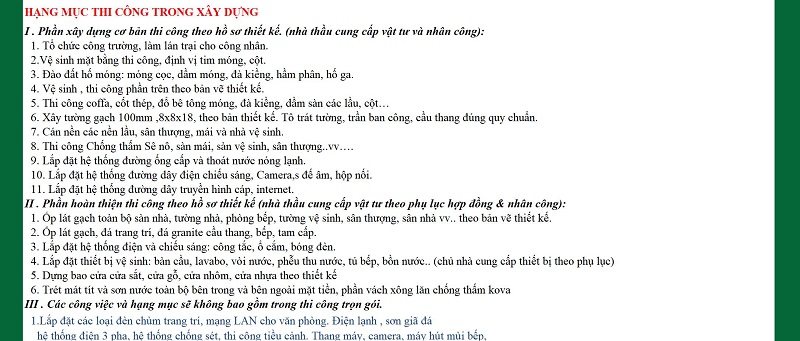 mẫu dự toán giá xây dựng trọn gói tại Nhất Tín